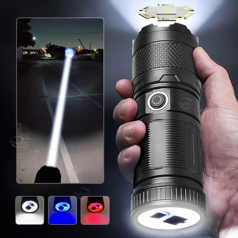 High-Brightness Flashlight Rechargeable Telescopic Zoom Flashlight Outdoor Camping Spotlight Flashlight