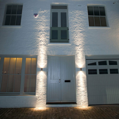 Modern Stainless Steel Up Down Wall Lights. IP65 Waterproof Outdoor Wall Lights - Pack Of 2